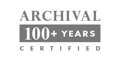 Logo for the archival nature of VAST canvas prints, representing 100 years of color permanence.