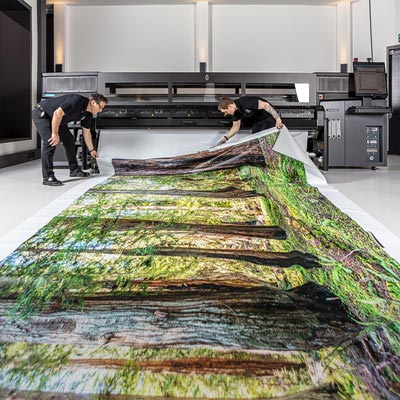 A high resolution panorama photo licensed from VAST being printed for use as a large wallpaper.