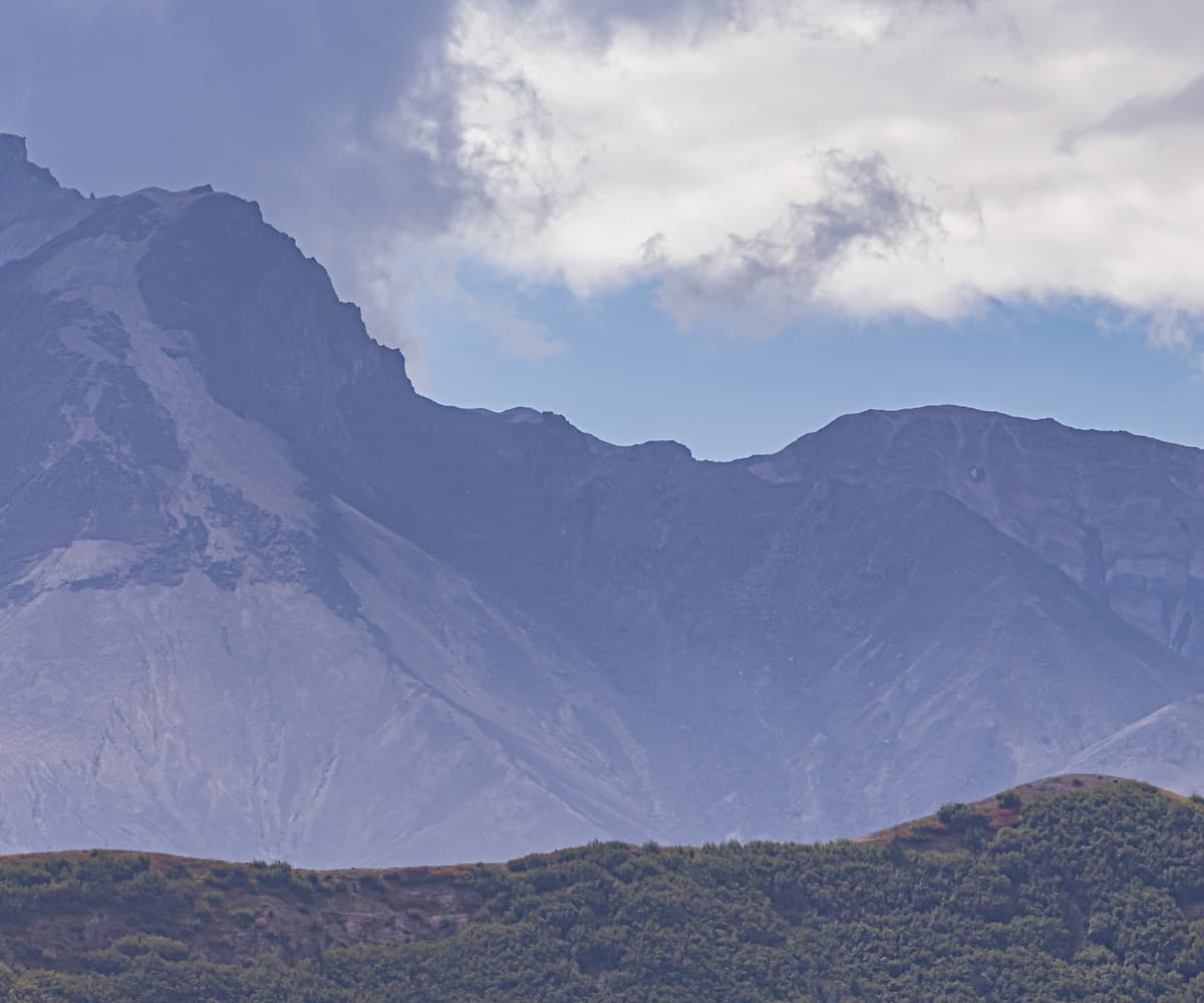 1,694 megapixels! A very high resolution, large-format VAST photo print of Mount Saint Helens; landscape photograph created by John Freeman from Windy Ridge Viewpoint on Forest Rd 99, Cougar, Washington.