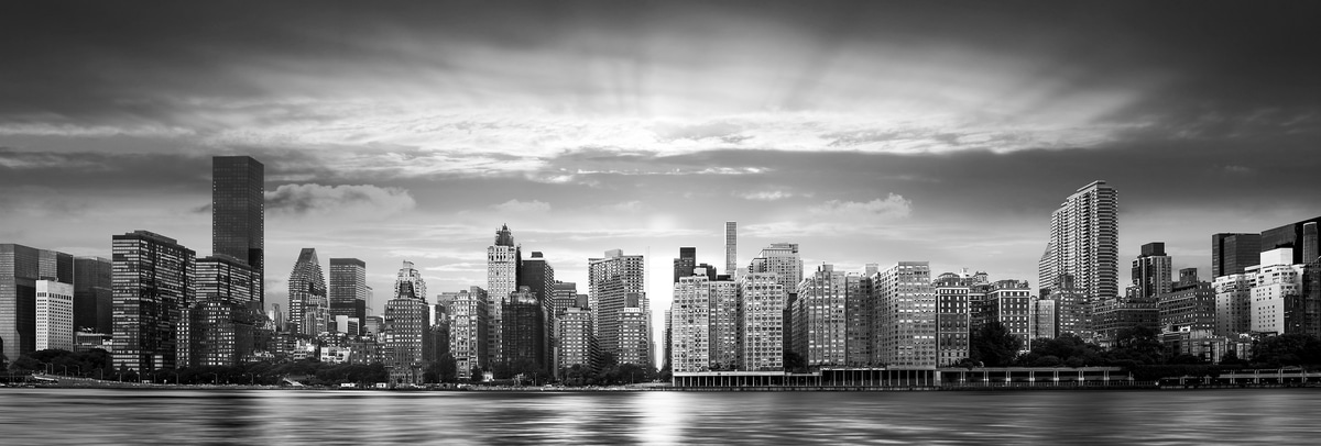 2,438 megapixels! A very high definition cityscape VAST photo of the midtown Manhattan city skyline and East River during a beautiful sunset in New York City; created by Dan Piech.