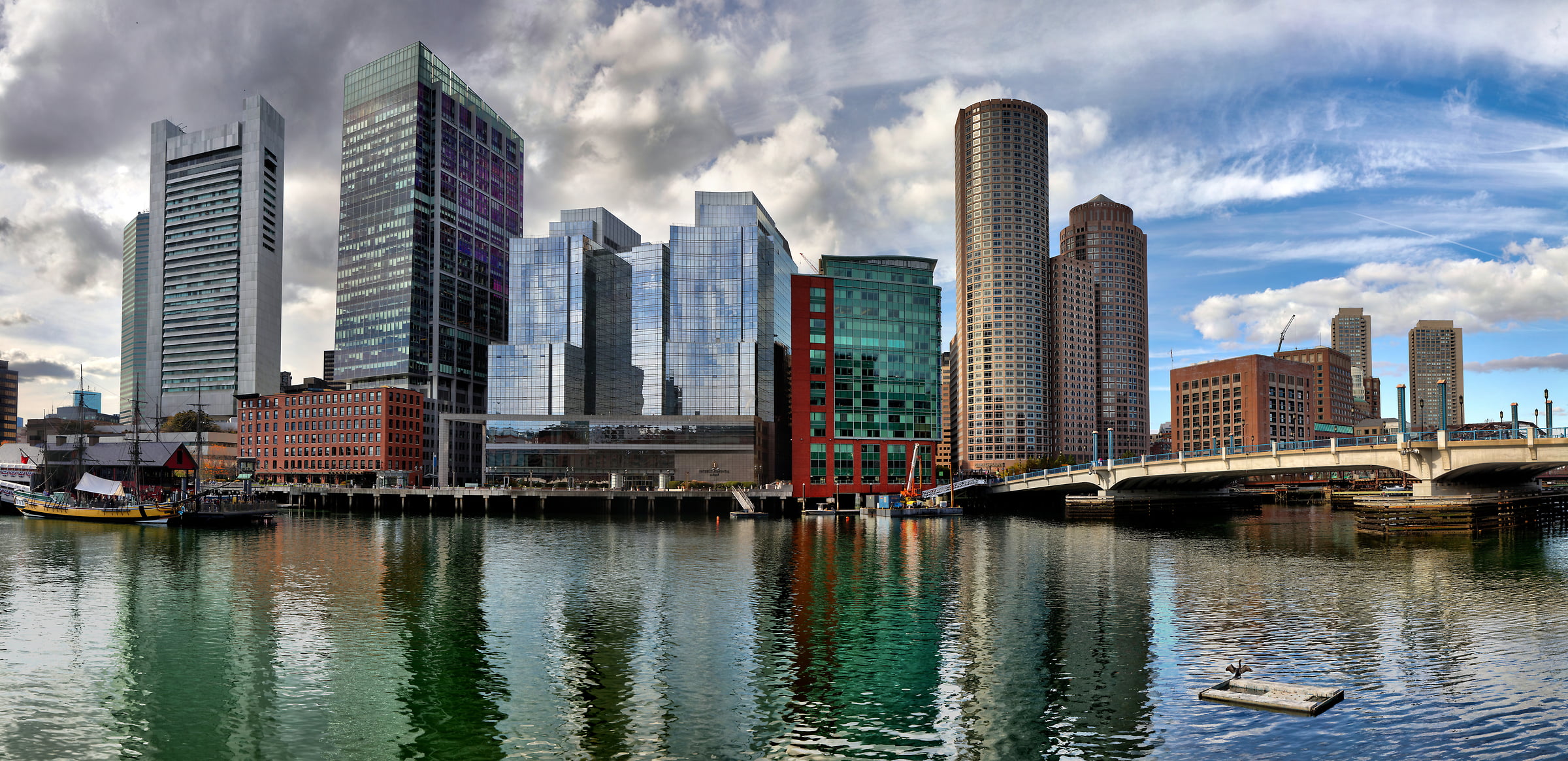 357 megapixels! A very high resolution, large-format VAST photo print of the Boston skyline and Boston harbor; photograph created by Phil Crawshay in Boston, Massachusetts.