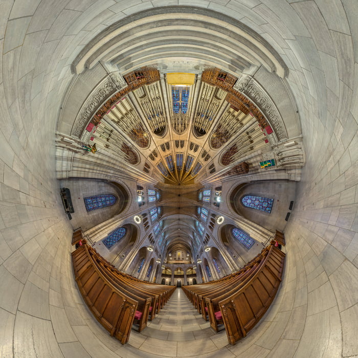 1,275 megapixels! A very high resolution, abstract photo of a church; photograph created by Tim Lo Monaco in The Riverside Church, Manhattan, New York, New York.
