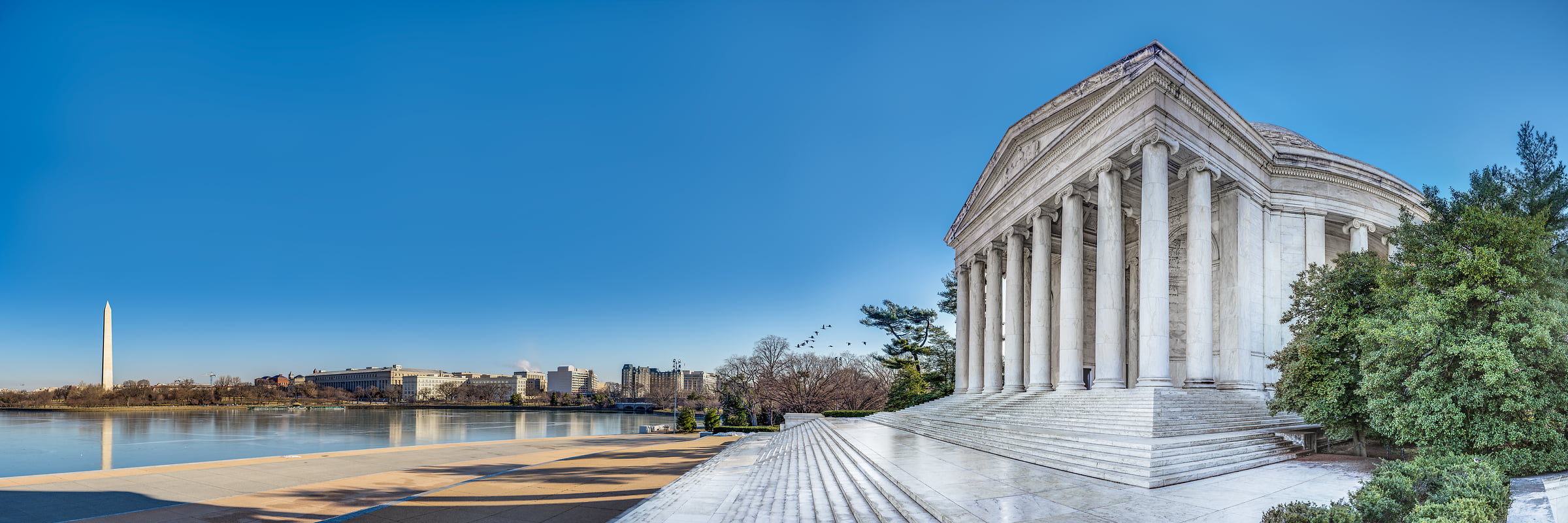 606 megapixels! A very high resolution, large-format VAST photo print of the Thomas Jefferson Memorial & Washington Monument; photograph created by Tim Lo Monaco at the Tidal Basin on the National Mall in Washington, D.C.