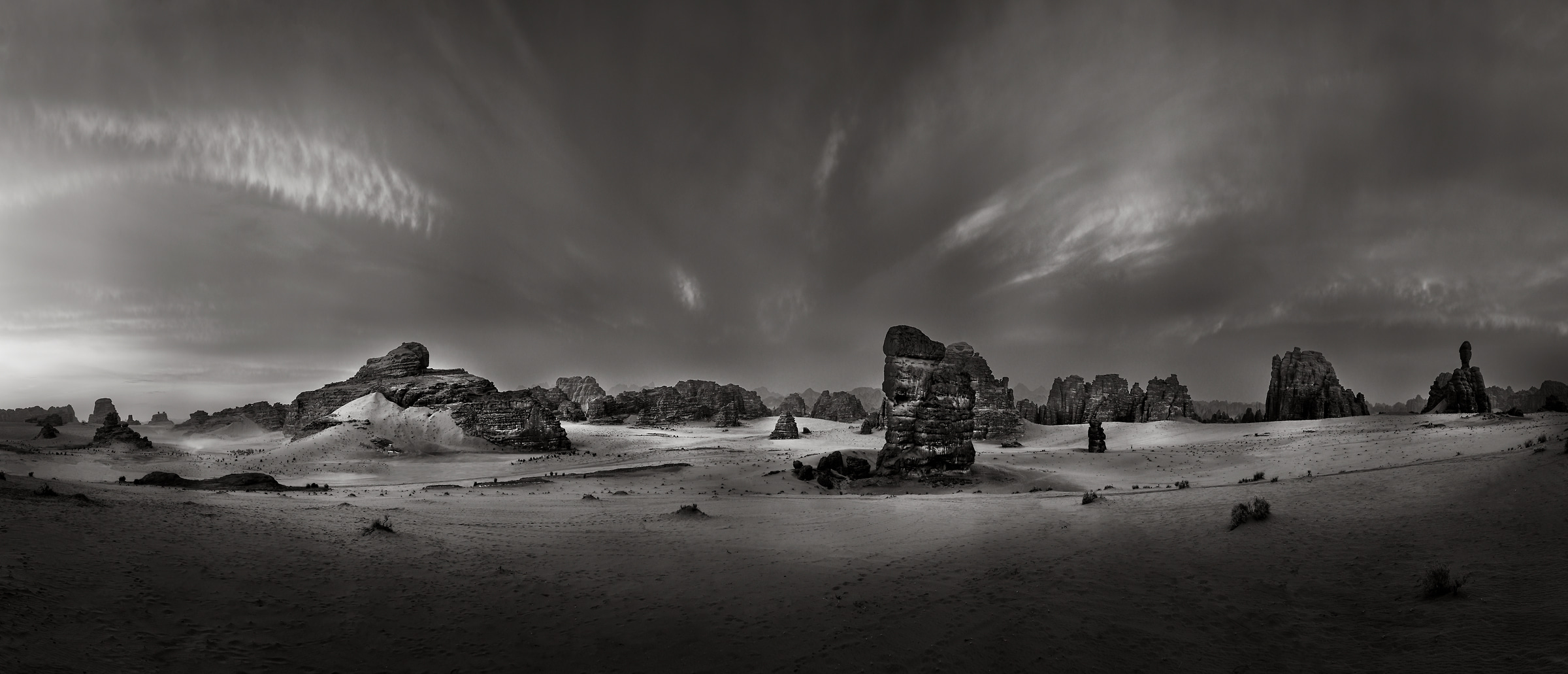 288 megapixels! A very high resolution, large-format VAST photo print of the Arabian desert; black & white landscape photograph created by Peter Rodger in Tabuk, Saudi Arabia.