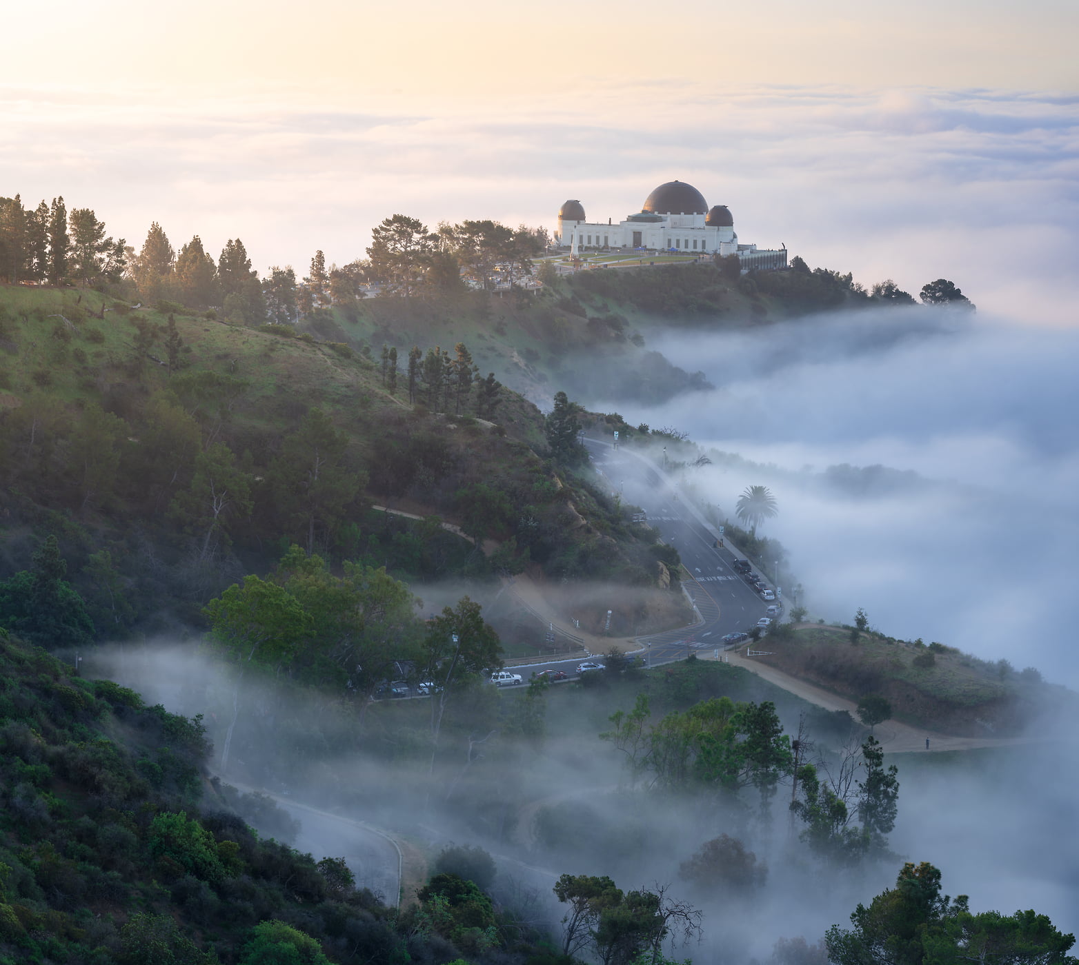 314 megapixels! A very high resolution, large-format VAST photo print of Griffith Observatory; photograph created by Jeff Lewis in Griffith Observatory, Los Angeles, California.