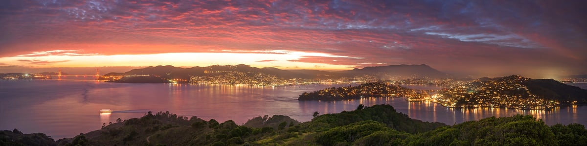 196 megapixels! A very high resolution, large-format VAST photo print of Marin County at night; landscape photograph created by Jeff Lewis in Marin County, California.