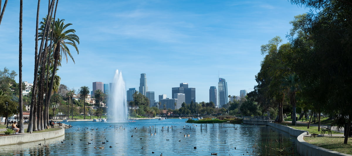 303 megapixels! A very high resolution, large-format VAST photo print of Echo Park in los Angeles; photograph created by Greg Probst in Los Angeles, California.