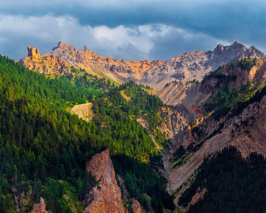209 megapixels! A very high resolution, large-format VAST photo print of an epic rock formation; photograph created by Duilio Fiorille in D 1T, 05100 Névache, France.