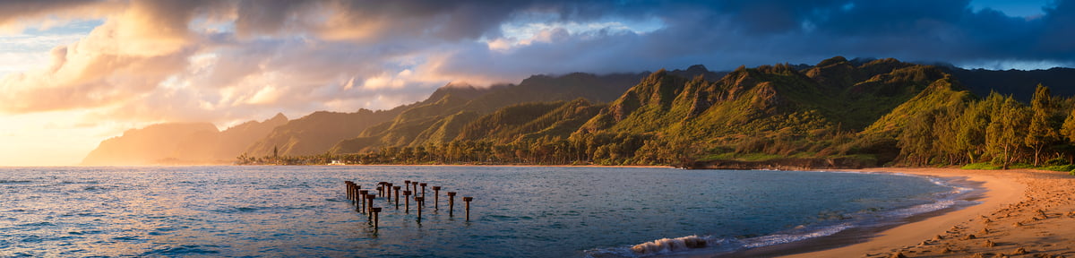 402 megapixels! A very high resolution, large-format VAST photo print of a tropical beach paradise; photograph created by Jeff Lewis in Laie, Hawaii.