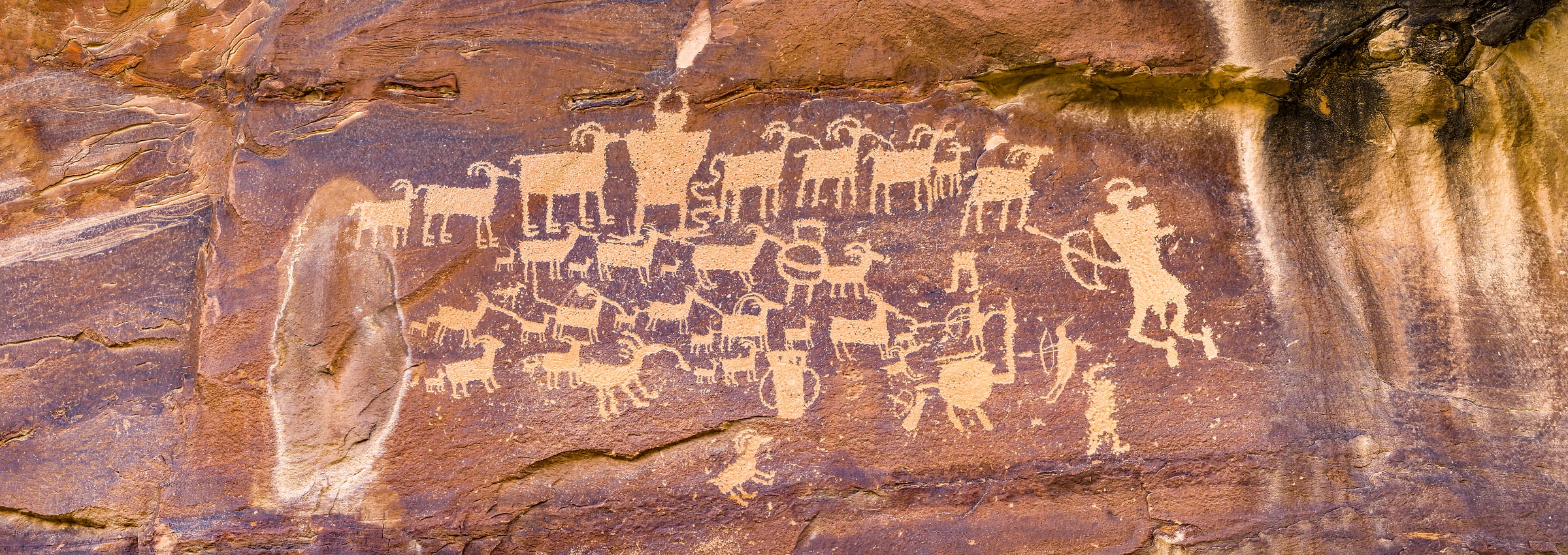 276 megapixels! A very high resolution, large-format VAST photo print of Native American petroglyphs; wall mural photograph created by David David.