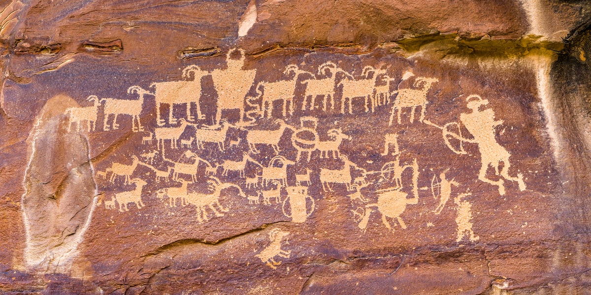 196 megapixels! A very high resolution, large-format VAST photo print of Native American petroglyphs; photograph created by David David.
