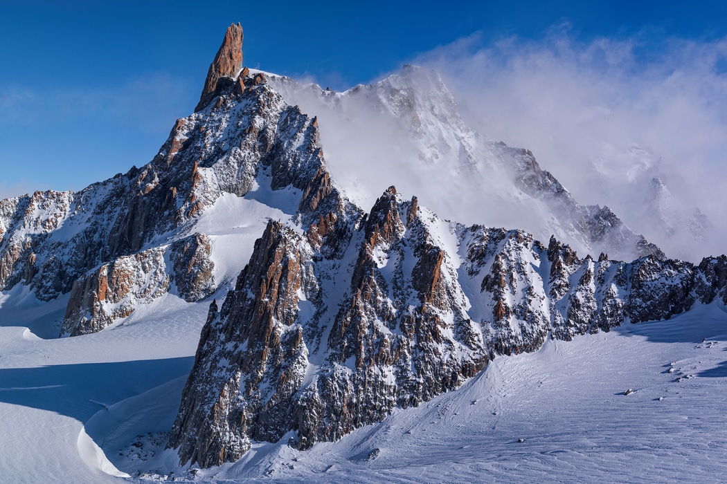 1,696 megapixels! A very high resolution, large-format VAST photo print of La Dent du Géant, a mountain in the Alps range; landscape photograph created by Duilio Fiorille in Punta Helbronner, Courmayeur, Italy.