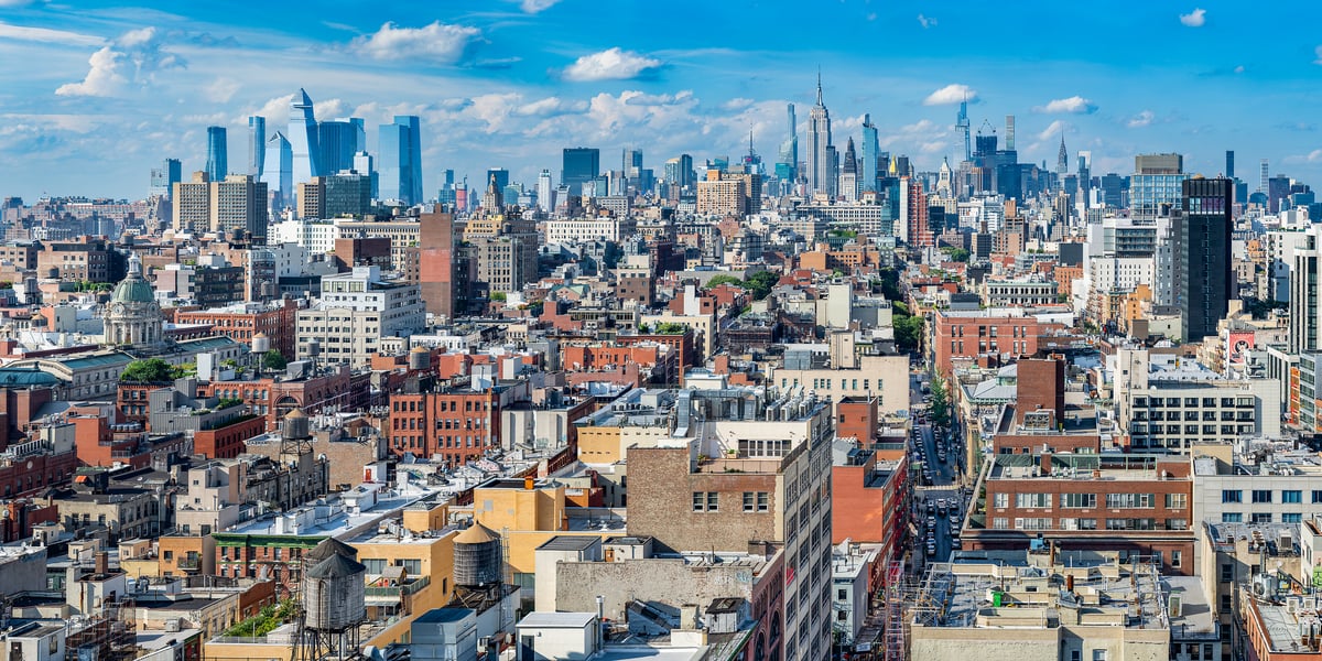 960 megapixels! A very high resolution, gigapixel wallpaper photo of the New York City skyline and buildings; cityscape photograph created by Tim Lo Monaco from Lower Manhattan, New York City, New York.