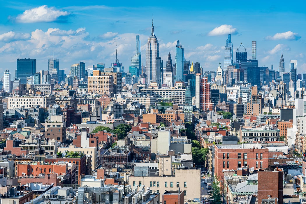 243 megapixels! A very large, beautiful photo print of the New York City skyline with the Empire State Building featured; cityscape photograph created by Tim Lo Monaco of Manhattan, New York City, New York.