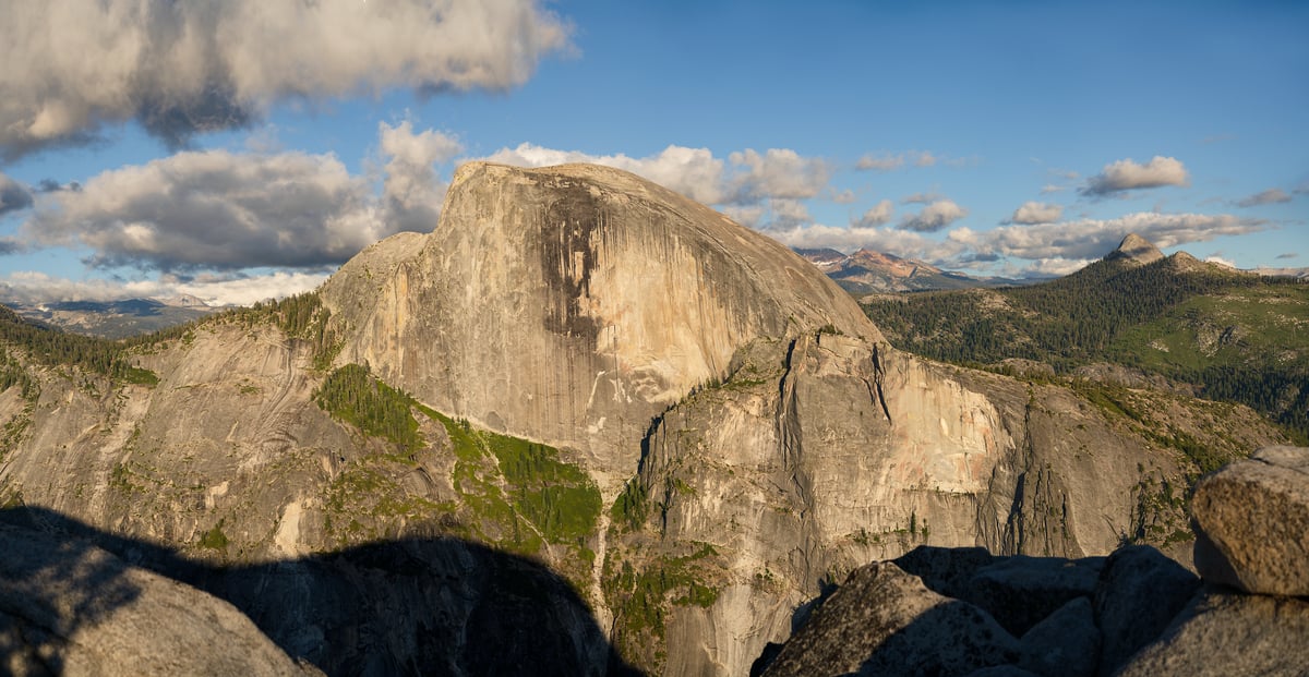 562 megapixels! A very high resolution, large-format VAST photo print of Half Dome illuminated by the sun on a beautiful day; landscape photograph created by Jeff Lewis in Yosemite National Park, California.