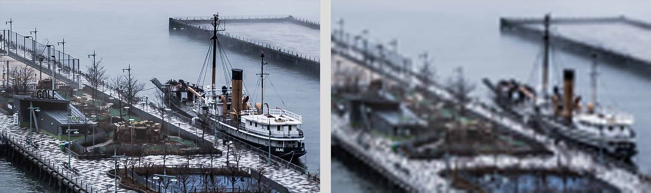 A comparison of the perfect print quality of a VAST Print product and the relatively poor print quality of a typical fine art photo print